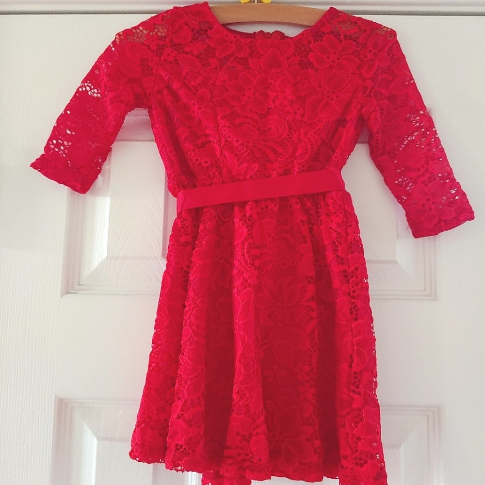 NWOT Girls Notion & Grace Red Lace Fit & Flare Dress sz 2T